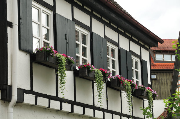 乌尔姆古城历史建筑的正面图片下载