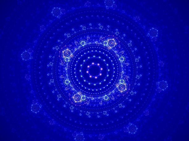 高分辨率蓝色背景分形，从下面看，让人想起旧建筑的天花板建筑。图片下载