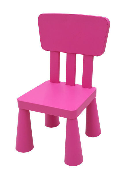 粉红色的儿童塑料椅子被隔离在白色的背景上图片下载