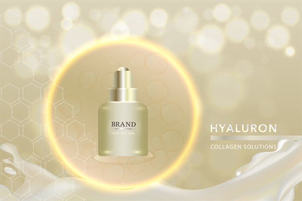 美容产品，黄金化妆品容器与广告背景准备使用，豪华皮肤护理广告。图片下载