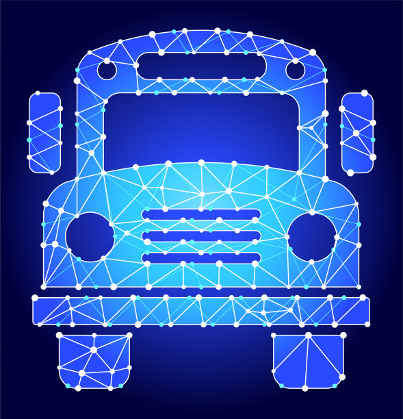 校车蓝色三角形节点向量模式图片下载