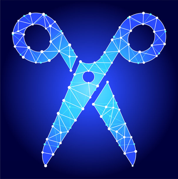 剪刀蓝色三角形节点矢量模式图片下载