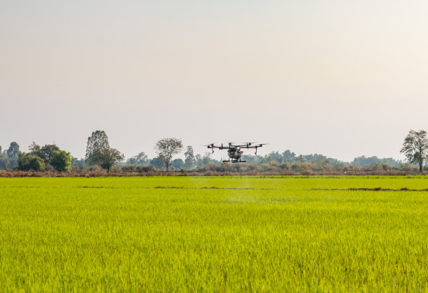 智能农场的农业无人机喷雾器图片下载