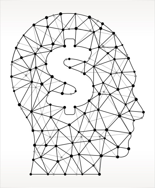 钱心三角节点黑白图案图片下载