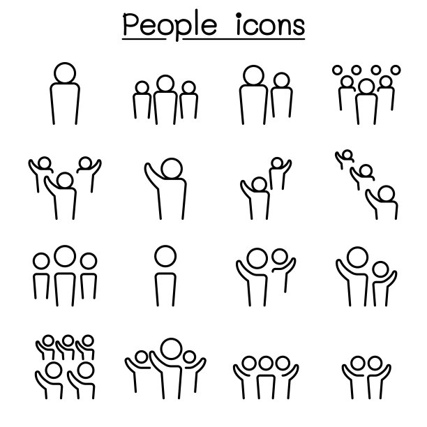 人物图标设置在细线风格图片下载