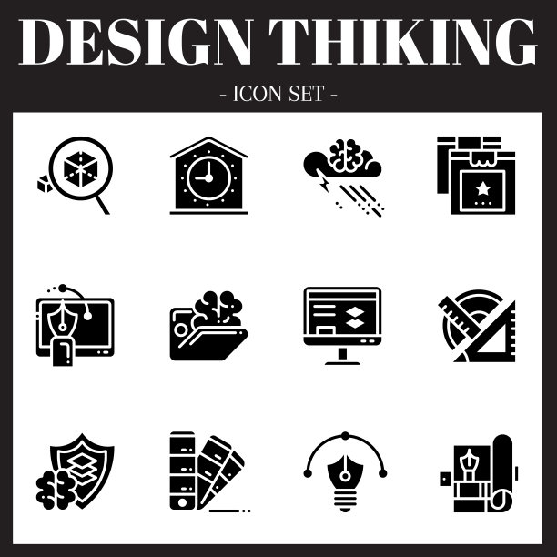第二个设计思维图标集。图标是坚实的。插图。图片下载