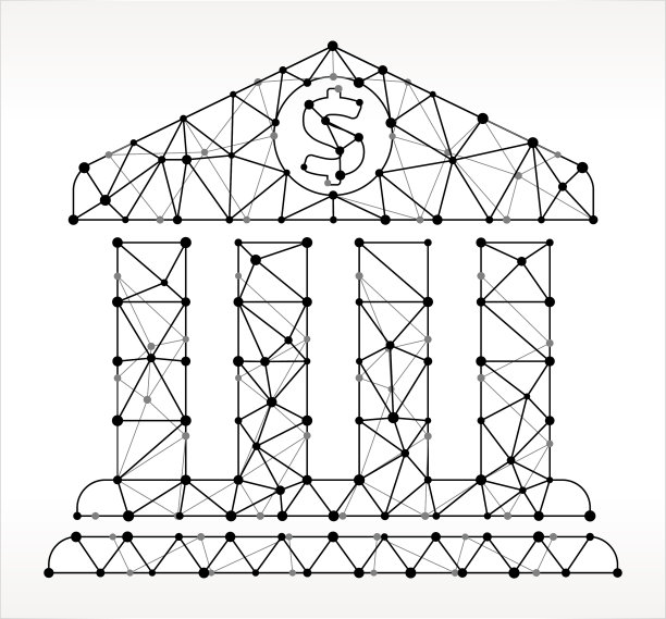 银行三角形节点黑白模式图片下载