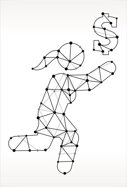 追逐金钱三角节点黑白图案图片下载