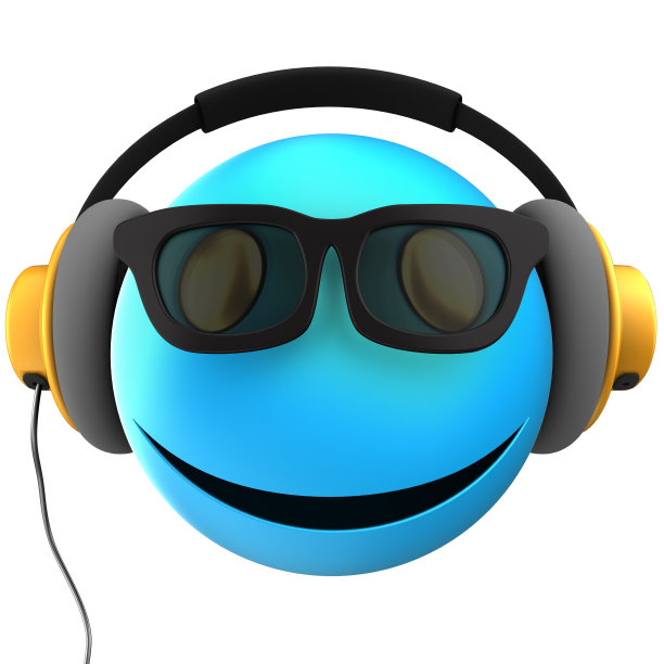 3d蓝色表情微笑图片下载