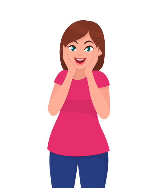 惊讶或惊讶的漂亮年轻女人的面部表情。矢量插图卡通风格。图片下载