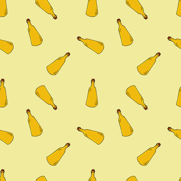 瓶无缝模式。手绘插图。明亮的卡通插图卡片设计，织物和墙纸。图片下载