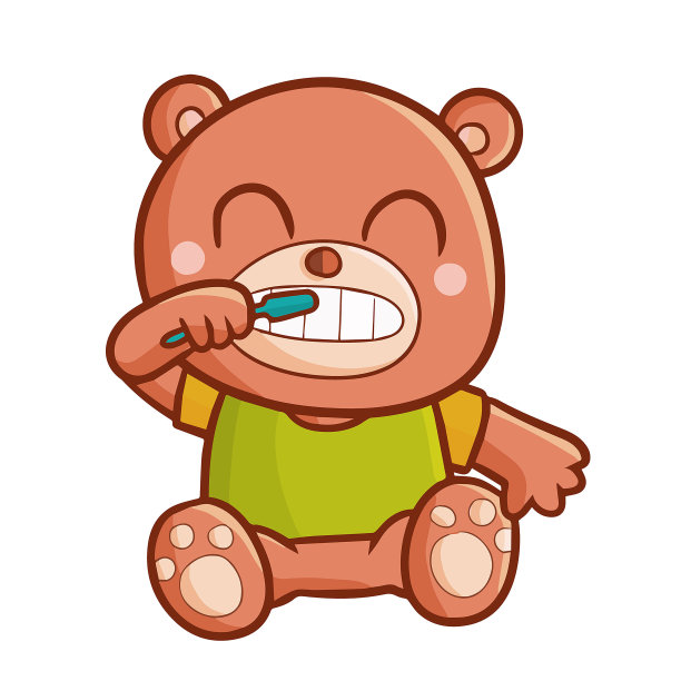 可爱的小熊正在刷牙图片下载