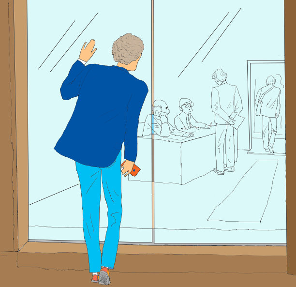 一个年轻人进入这家公司找工作图片下载