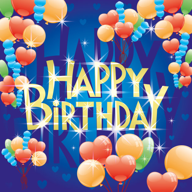 生日快乐蓝色贺卡。图片下载
