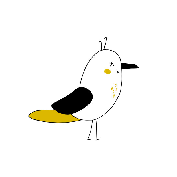 矢量手绘海鸥。海洋世界。图片下载