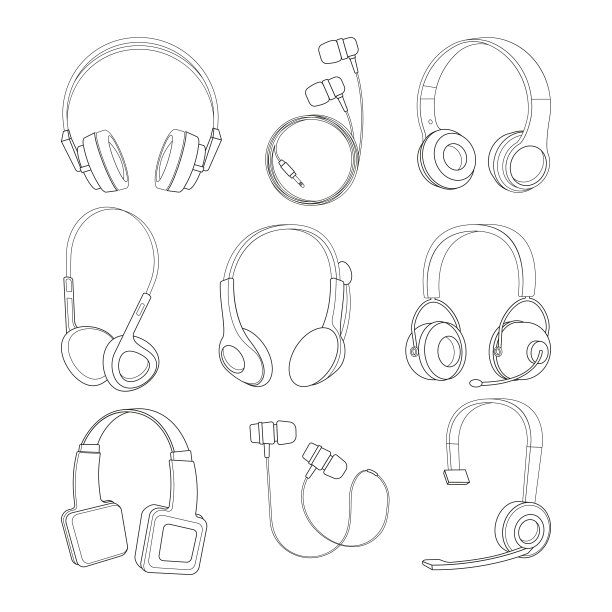矢量单线图片耳机集图片下载