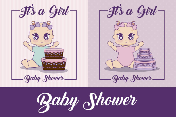 宝宝淋浴设计矢量插图图标宝宝女孩图片下载