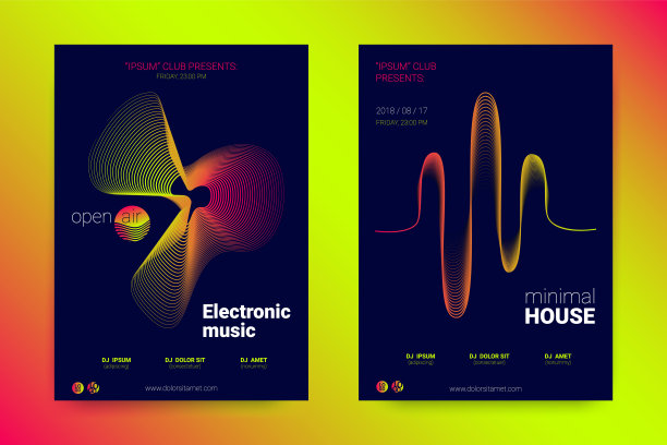 音乐海报设置与波浪线和轮。图片下载