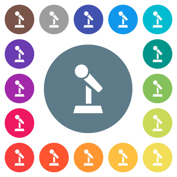 麦克风与站平白色图标在圆形背景图片下载