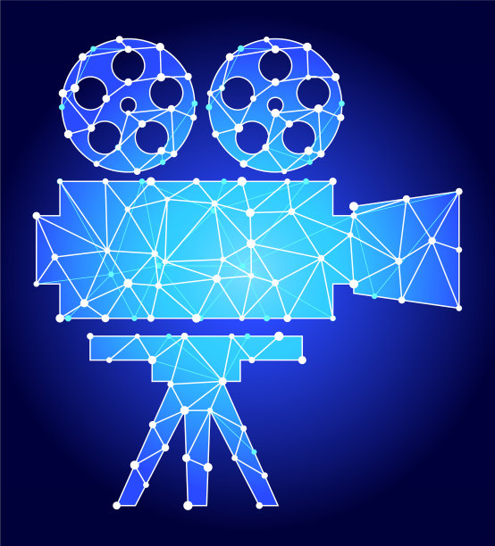 电影摄像机蓝色三角形节点矢量模式图片下载