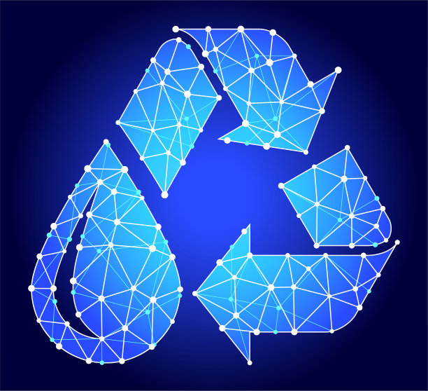 循环水蓝色三角形节点向量模式图片下载