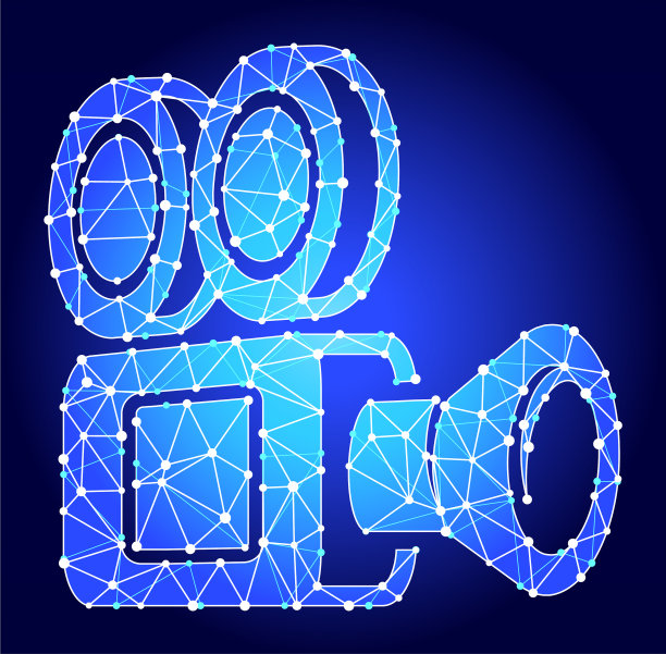 电影摄像机蓝色三角形节点矢量模式图片下载