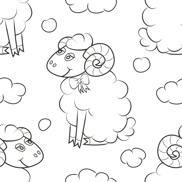 绵羊在云里飞翔。图片下载