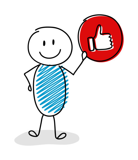 Smiley stickman拇指样(社交媒体)图标。向量。图片下载