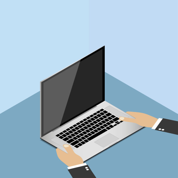 现实的现代笔记本电脑在蓝色的背景。电子行业图片下载