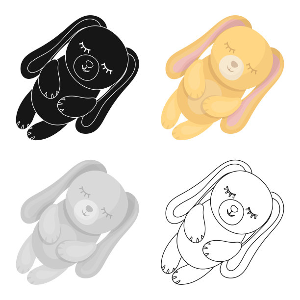 玩具兔子图标在卡通风格孤立的白色背景。睡眠和休息符号股票矢量插图网图片下载