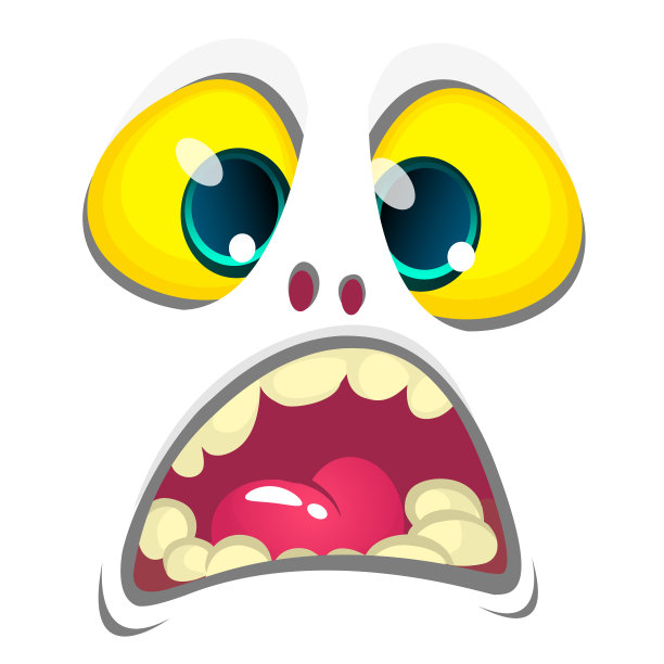 可爱的白色卡通怪物脸。矢量万圣节怪物化身。设计印刷，儿童书籍，派对装饰图片下载