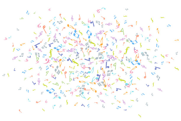 矢量彩色音乐符号背景元素在扁平风格图片下载