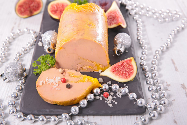 鹅肝和节日装饰图片下载