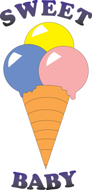 华夫蛋筒装的冰淇淋。三个冰淇淋球。图片下载