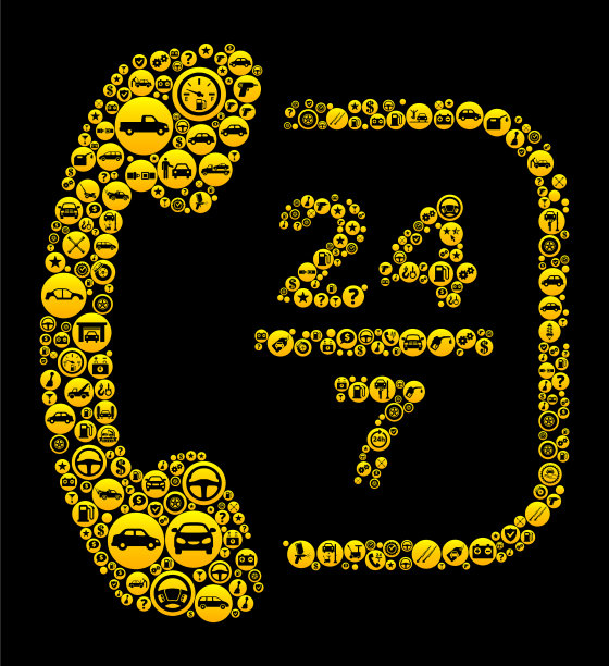 24/7客户服务汽车和汽车维修图标背景图片下载