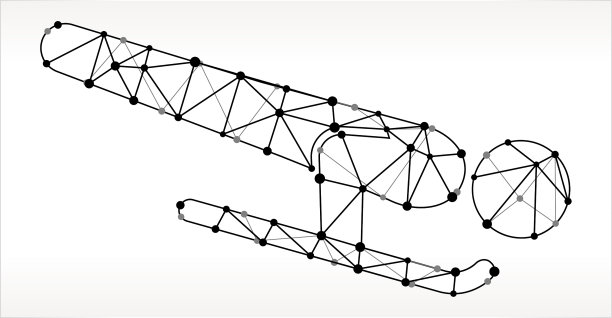 骨架雪橇三角形节点黑白模式图片下载