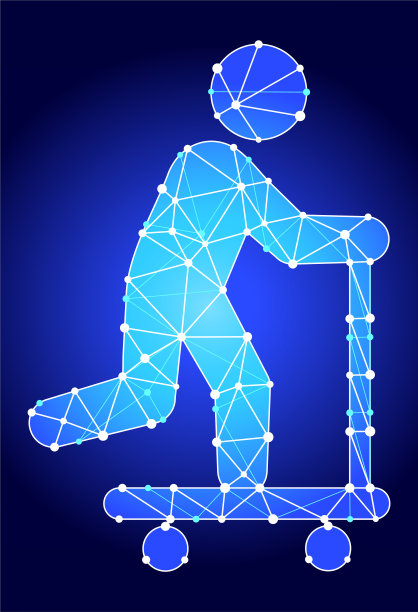 滑板车蓝色三角形节点矢量模式图片下载