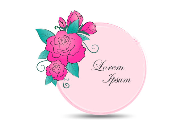花环粉红玫瑰矢量，矢量圆形框架，花枝可用于情人节贺卡，织物，婚礼卡，印刷，横幅，贺卡，网站。图片下载