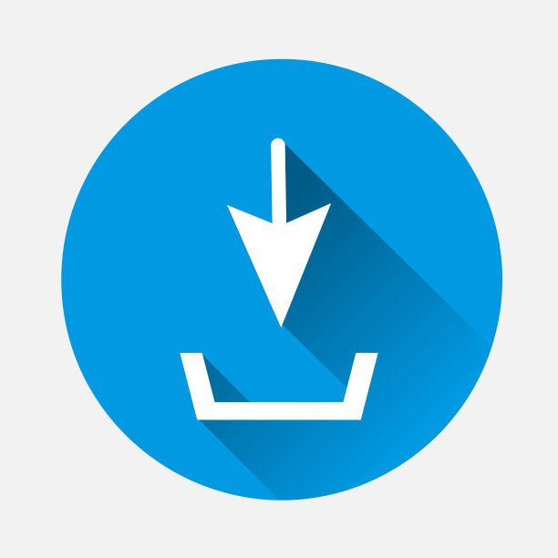 下载矢量图标，在蓝色背景上安装符号。平面图像下载图标与长阴影。图层分组便于编辑插图。为你的设计。图片下载