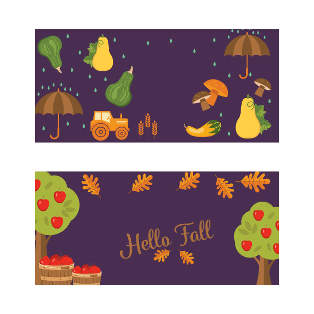平面设计可爱的秋天横幅背景图片下载