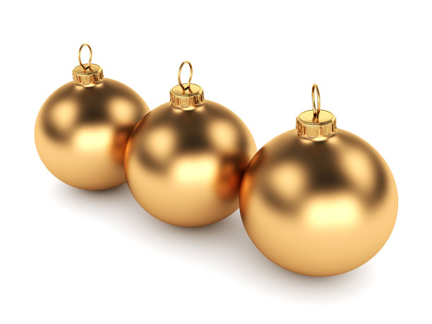 黄金的圣诞球图片下载