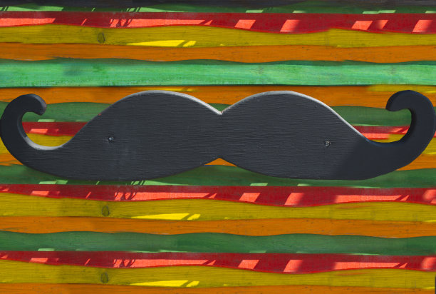 父亲节快乐理念，八字胡五彩木制背景图片下载