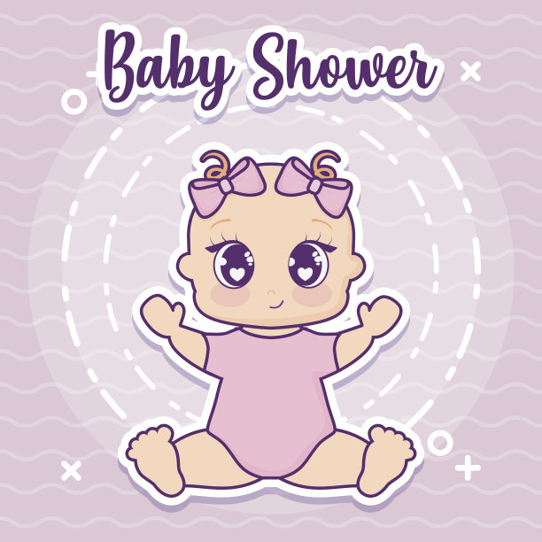 宝宝淋浴设计矢量插图图标宝宝女孩图片下载