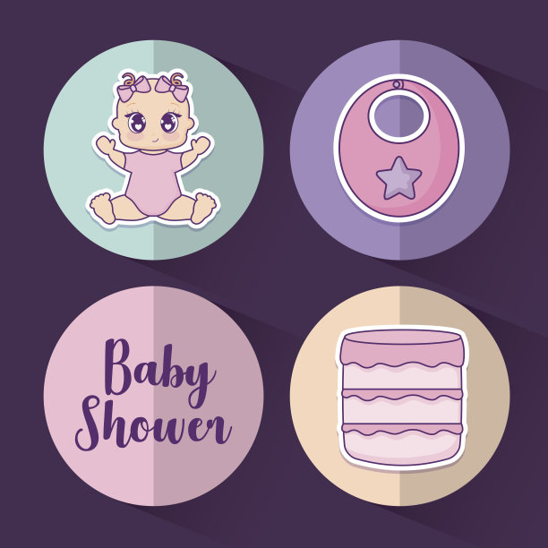 宝宝淋浴设计矢量插图图标宝宝女孩图片下载