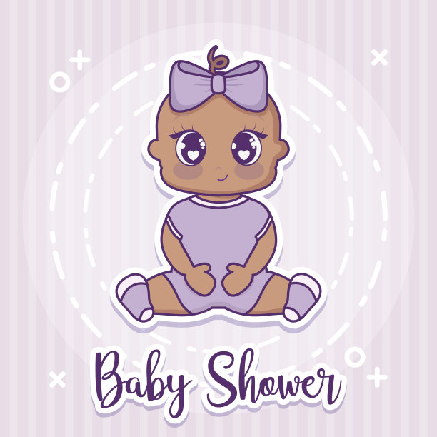 宝宝淋浴设计矢量插图图标宝宝女孩图片下载