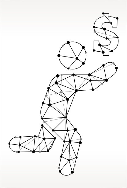 追逐金钱三角节点黑白图案图片下载