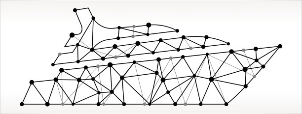 巡航船三角节点黑白模式图片下载
