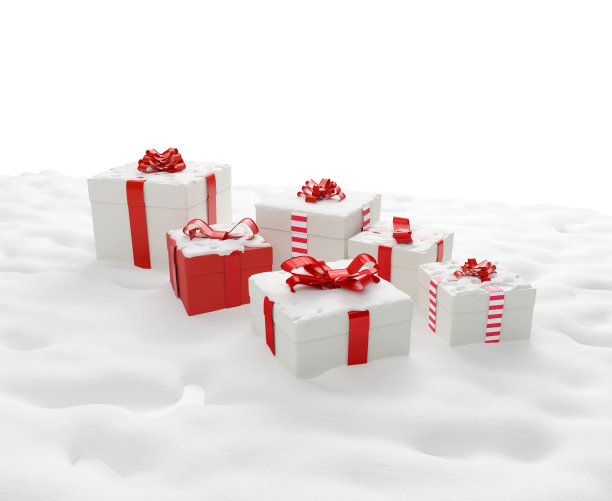 圣诞礼品盒3d插图图片下载
