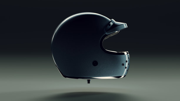 蓝色金属摩托车头盔背光侧视图图片下载