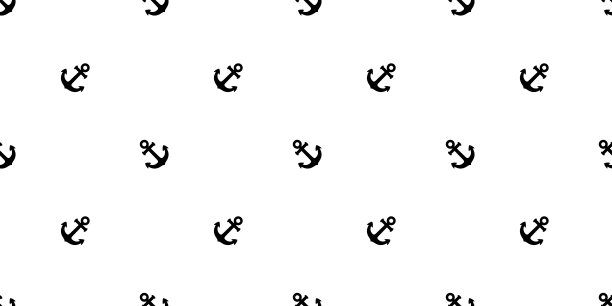 锚无缝模式矢量船舵孤立海盗围巾航海海洋海洋海洋重复墙纸瓷砖背景图片下载